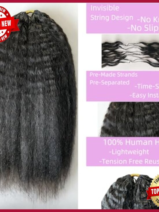 20 Inch Knotless Crochet Hair Extensions 100% Human Hair Kinky Straight main image 6